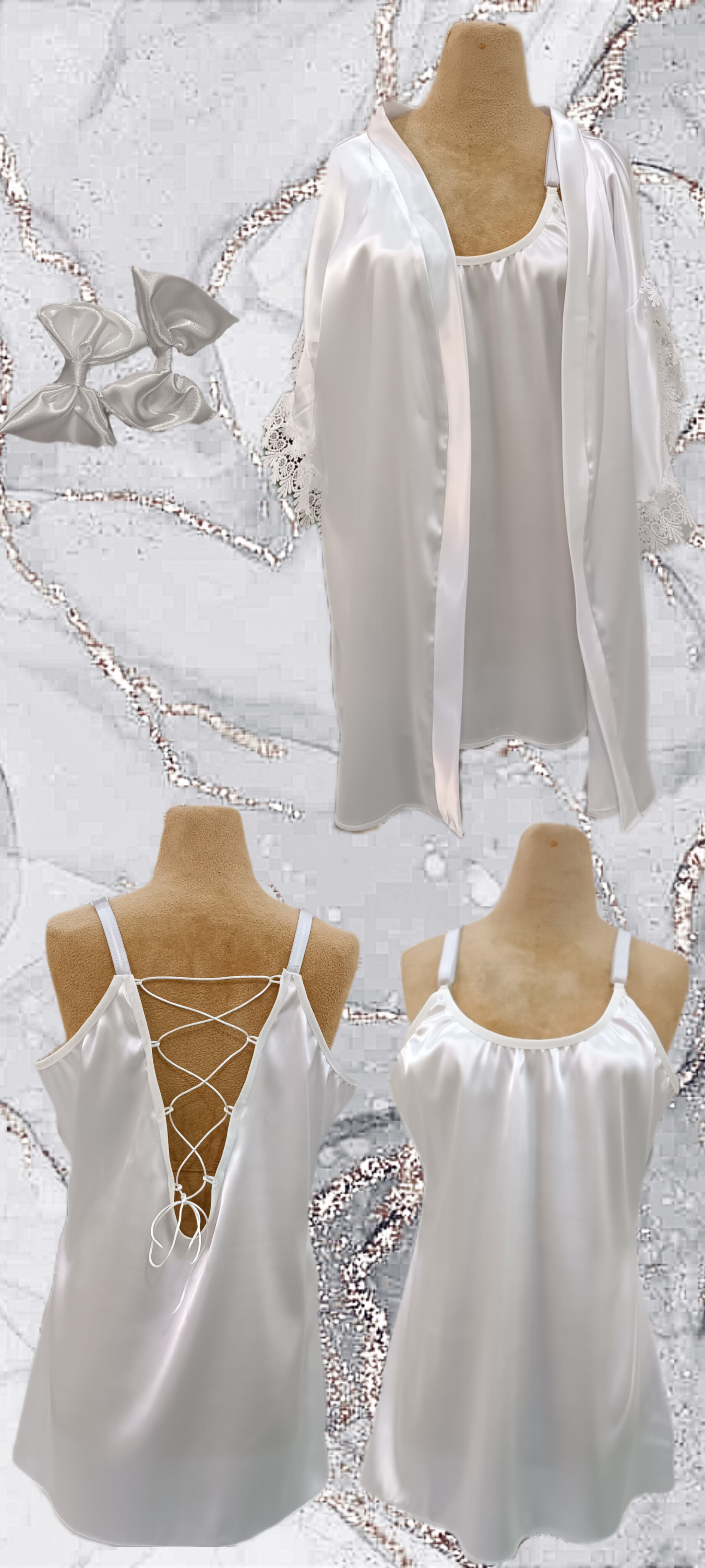 ست پیراهن وربدوشامبر ساتن ال ایکس