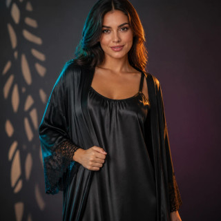 ست ربدوشامبر و پیراهندوبند ساتن ال ایکس زنانه پرفروشترین