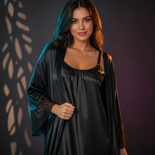 ست ربدوشامبر و پیراهندوبند ساتن ال ایکس زنانه پرفروشترین